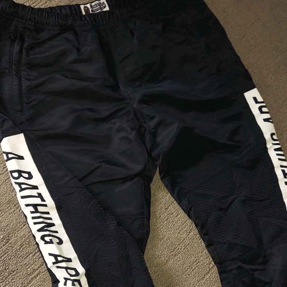 BAPE "Nylon-Moto big logo strip" joggers
